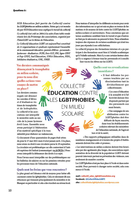 Collectif contre les LGBTphobies en milieu scolaire