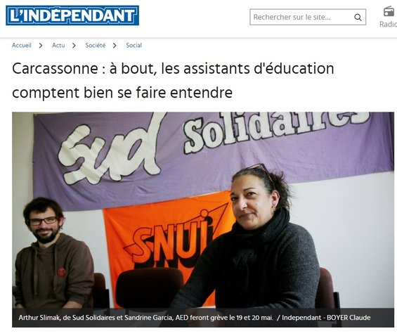 article du journal l'Indépendant du17 avril 2021