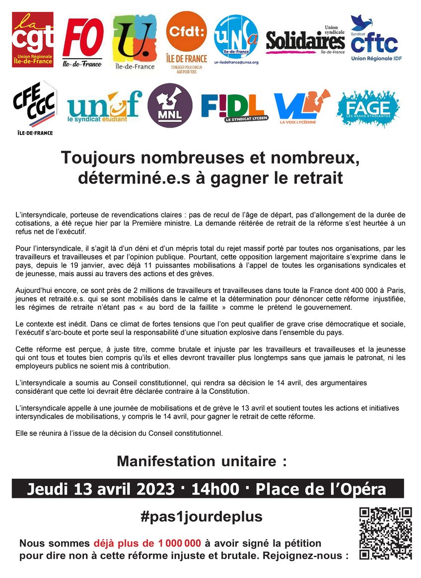 Toujours nombreuses et nombreux, déterminé.e.s à gagner le retrait